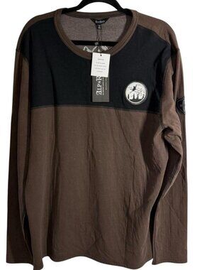 NEW Park City Crew Neck Long Sleeve Organic Cotton Shirt in color Coffee Size XL